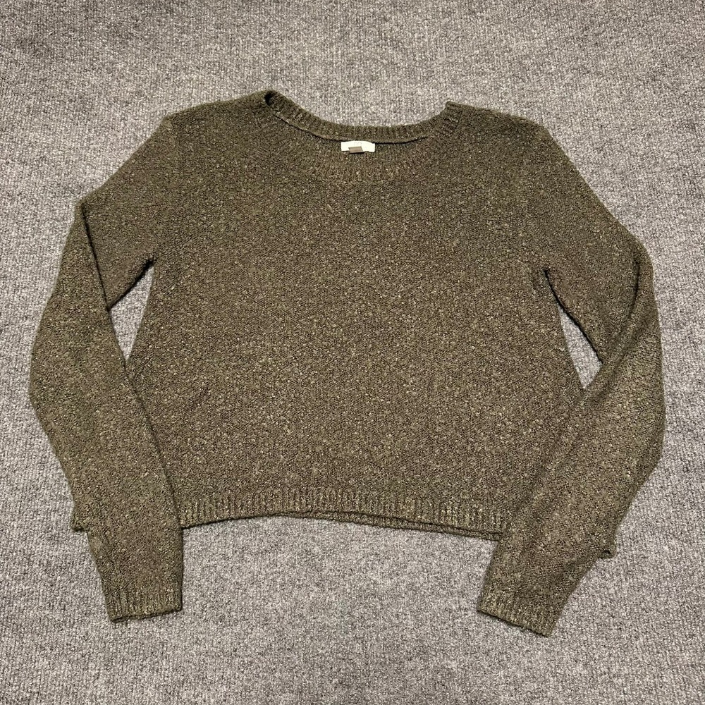 BP Womens Olive Green Boucle Knit Cropped Sweater Size XS Casual Cozy Fall Top